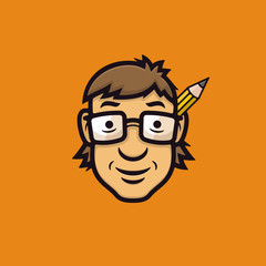 Smart Man With Glasses Flat Vector Style