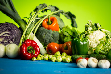 Bio Healthy food. Various of Vegetables on wood. Bio Healthy food, herbs and spices. Organic vegetables on wood
