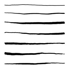 Monochrome black and white abstract line stroke set vector
