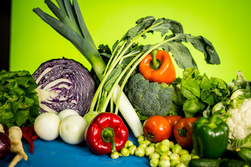 Bio Healthy food. Various of Vegetables on wood. Bio Healthy food, herbs and spices. Organic vegetables on wood