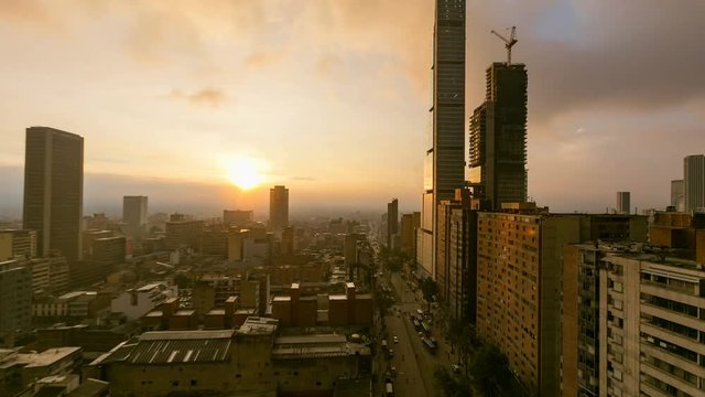 A day to night time lapse of downtown bogota, Colombia. 