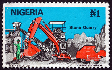 Postage stamp Nigeria 1986 Stone Quarry