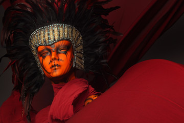 Mannequin girl with ethnic headwear 