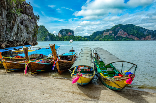 Thai boat on the shore, Phuket