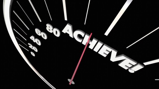 Achieve Measure Results Speedometer Word 3d Animation