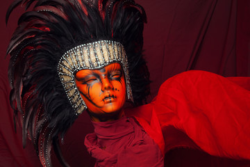 Mannequin girl with ethnic headwear 