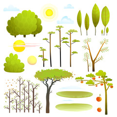 Trees nature landscape objects clip art collection