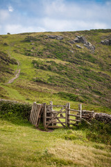Dry Stone Wall on The South West Coast Path near Hope Cove, Bolberry and Cop Soar, Devon, England, UK