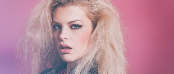Blonde pop girl beautiful closeup portrait letterbox