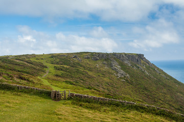 Dry Stone Wall on The South West Coast Path near Hope Cove, Bolberry and Cop Soar, Devon, England, UK