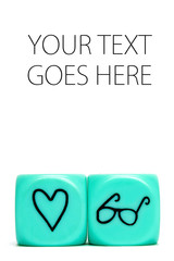 Turquoise conceptual dices - Love reading books, card