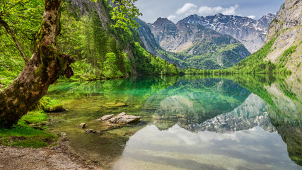 Wonderful view for mountain lake in Alps, Germany, Europe