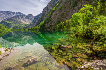 Fototapeta na wymiar Breathtaking view for Obersee lake in Alps, Germany, Europe
