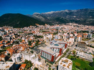 Budva, Montenegro New Town dron aerial photography