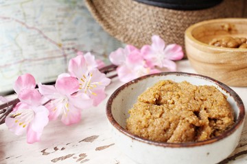 Miso paste with travel accessories