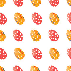 Fototapeta na wymiar Seamless pattern with easter eggs. Red and orange eggs pattern