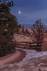 Moon Rises Over Snowy Path
