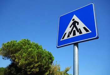 Pedestrian Symbol On Road Sign