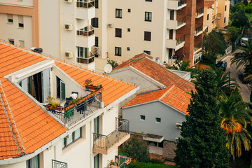 Orange tiles on the roof. Montenegrin architecture.