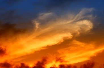 sky red in sunset and  cloud, beautiful colorful evening nature space for add text