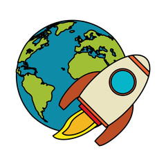 world rocket spaceship image vector illustration eps 10