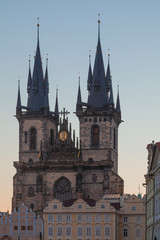 Fototapeta premium Prague, the Czech Republic - Towers of the Tyn Church at Sunrise