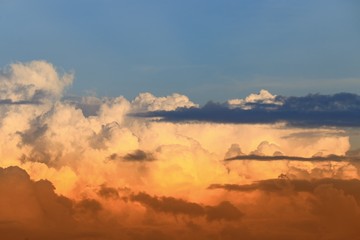sunset beautiful colorful  light gold in blue sky