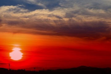 sunset beautiful colorful landscape in blue sky evening nature twilight time