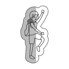 man athlete practicing climbing avatar character vector illustration design