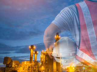 Double exposure of engineer against the Petrochemical Industrial plant