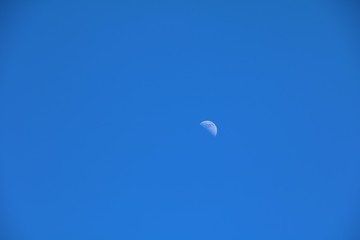 crescent moon beautiful on  blue sky with copy space for text