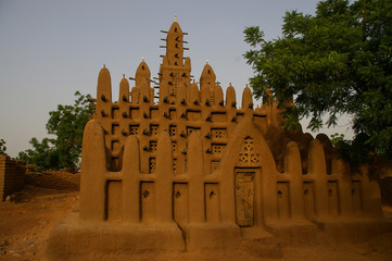 Mud Mosque in the evening in Teli village, Dogon Country, Bandiagara, Mali - July, 2009 