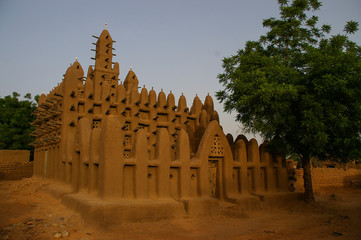 Mud Mosque in the evening in Teli village, Dogon Country, Bandiagara, Mali - July, 2009 