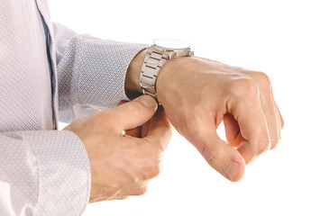 Man puts his watch on