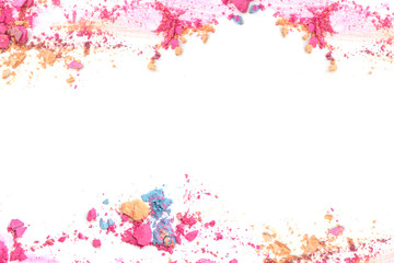 Crushed make up color frame and border with blank space for text background