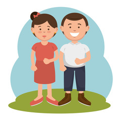 parent couple avatars characters vector illustration design
