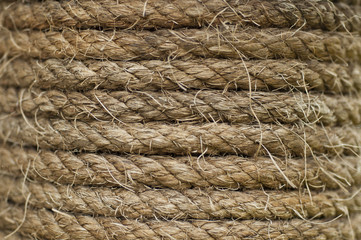 Closeup of old rope background