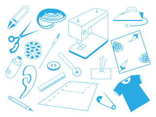 The Sewing Tools Vector Illustrations