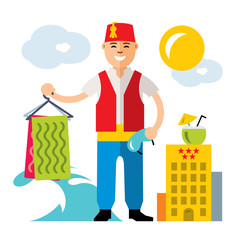 Vector Turkey resort. Flat style colorful Cartoon illustration.