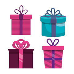 giftbox presents set icons vector illustration design
