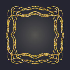 Art Nouveau gold glitter decorative rectangle vector frame for design. Art Deco style border