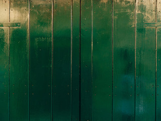 Green doors. Wood texture. Old shabby, irradiated paint. Old wooden doors
