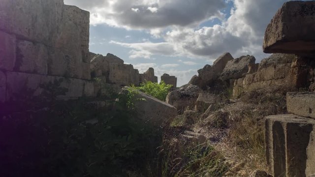 timelapse of the greek ruins of selinunte in sicily, italy
