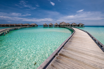 Beautiful beach with water bungalows