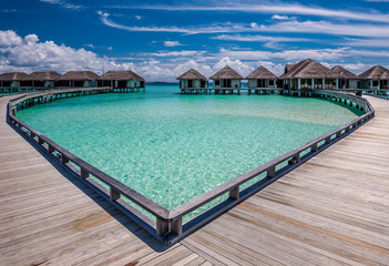 Beautiful beach with water bungalows
