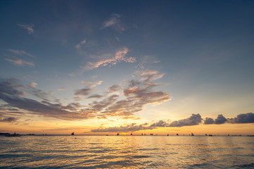 Beautiful sunset at Boracay beach, Philippines