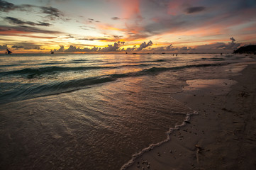 Beautiful sunset at Boracay beach, Philippines