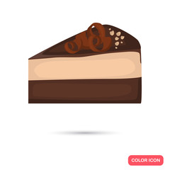 Chocolate cheesecake piece color flat icon for web and mobile design