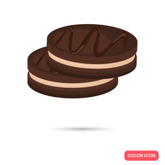 Chocolate cookies color flat icon for web and mobile design
