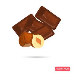 Milk chocolate with nuts color flat icon for web and mobile design